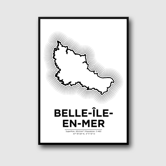 Affiche de Belle île en mer dans un cadre noir