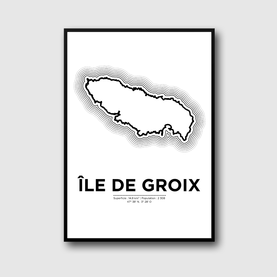 Affiche de l'île de Groix dans un cadre noir