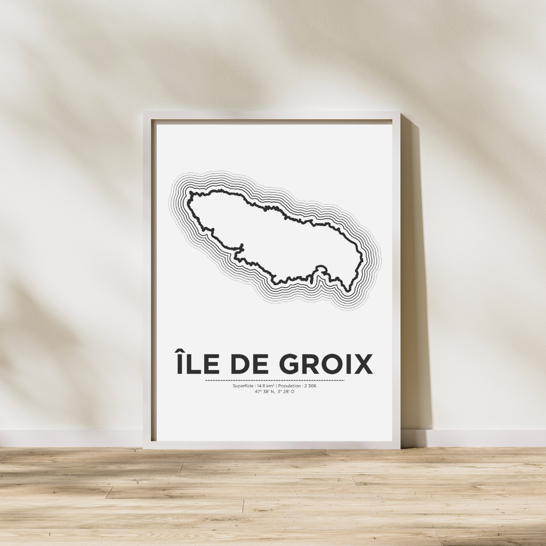 Affiche de l'île de Groix dans un cadre blanc