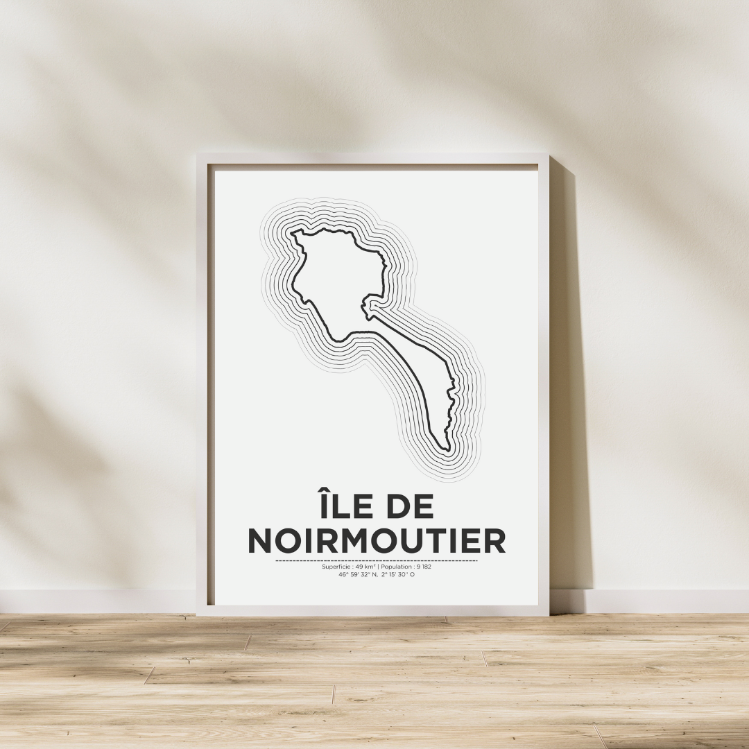 Affiche de l'île de Noirmoutier dans un cadre blanc