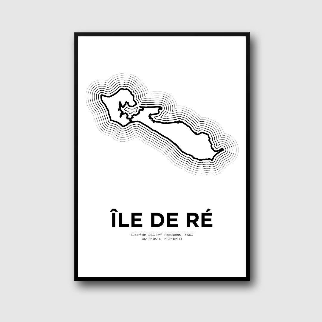 Affiche de l'île de Ré dans un cadre noir