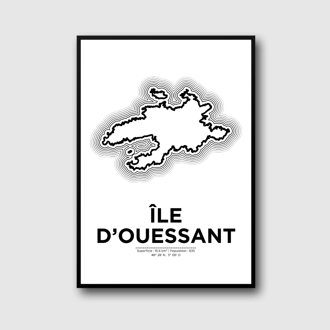 Affiche de l'île d'Ouessant dans un cadre noir